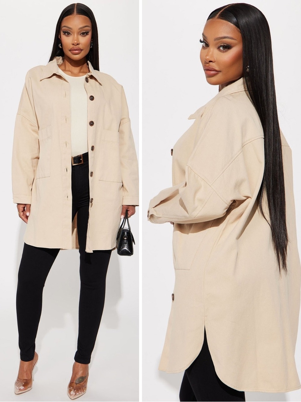 NWT Fashion Nova Daleyza Shacket In Beige